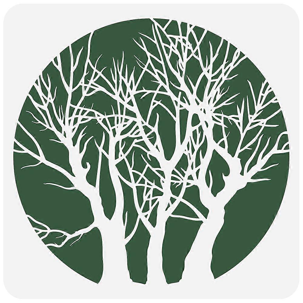 Full Moon Tree Painting Big Stencil 11.8x11.8" PET Tree on The Moon Spraying Stencil Reusable Laurel Tree Pattern Wall Stencil Creative Hollow Out Tem