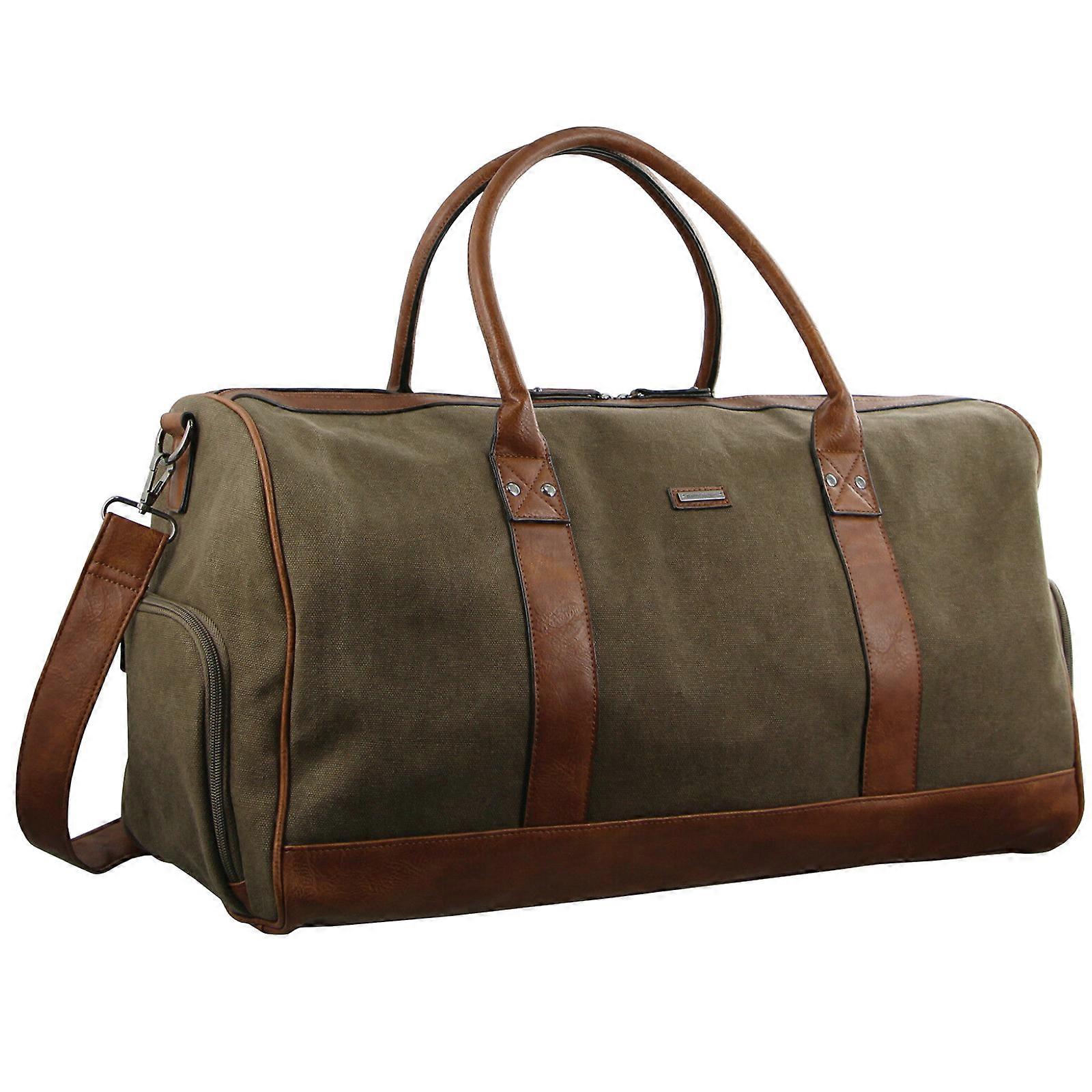 Pierre Cardin Canvas Mens Travel Bag Duffle Weekend Overnight Business Luggage
