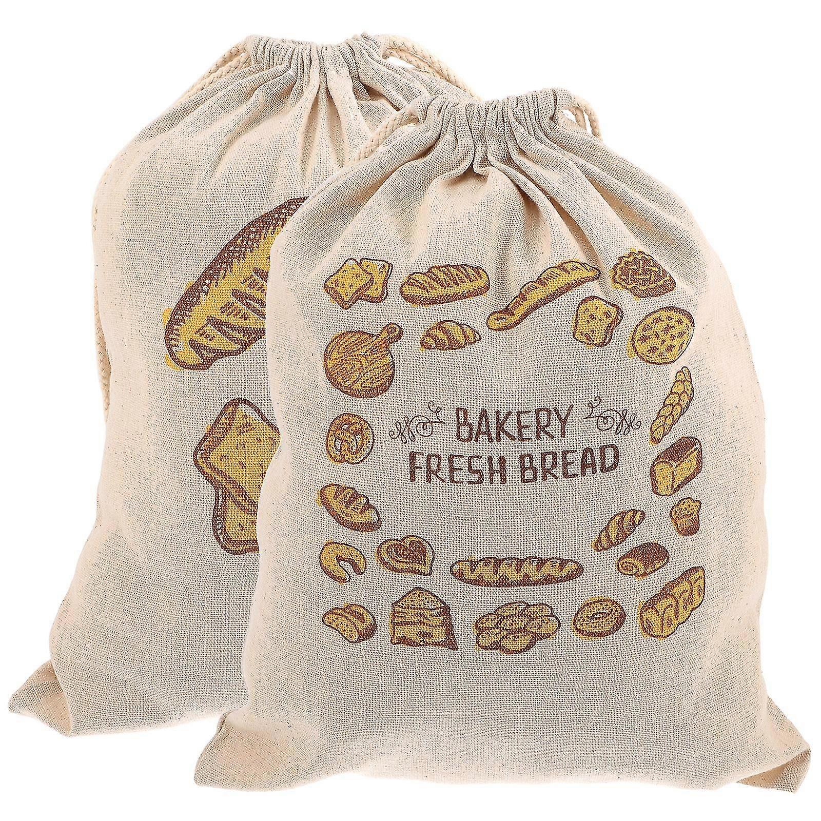 2Pcs Drawstring Bread Storage Bags Portable Bread Bags Reusable Bread Pouches