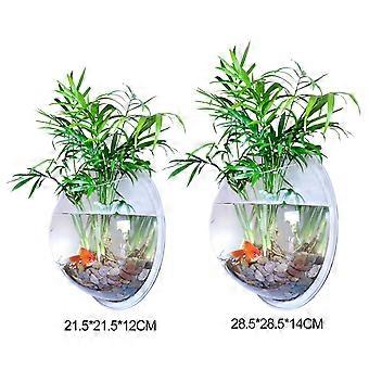 Image showcasing Acrylic Wall Mount Fish Tank Bubble Goldfish Vase Home Decor | Fruugo UK