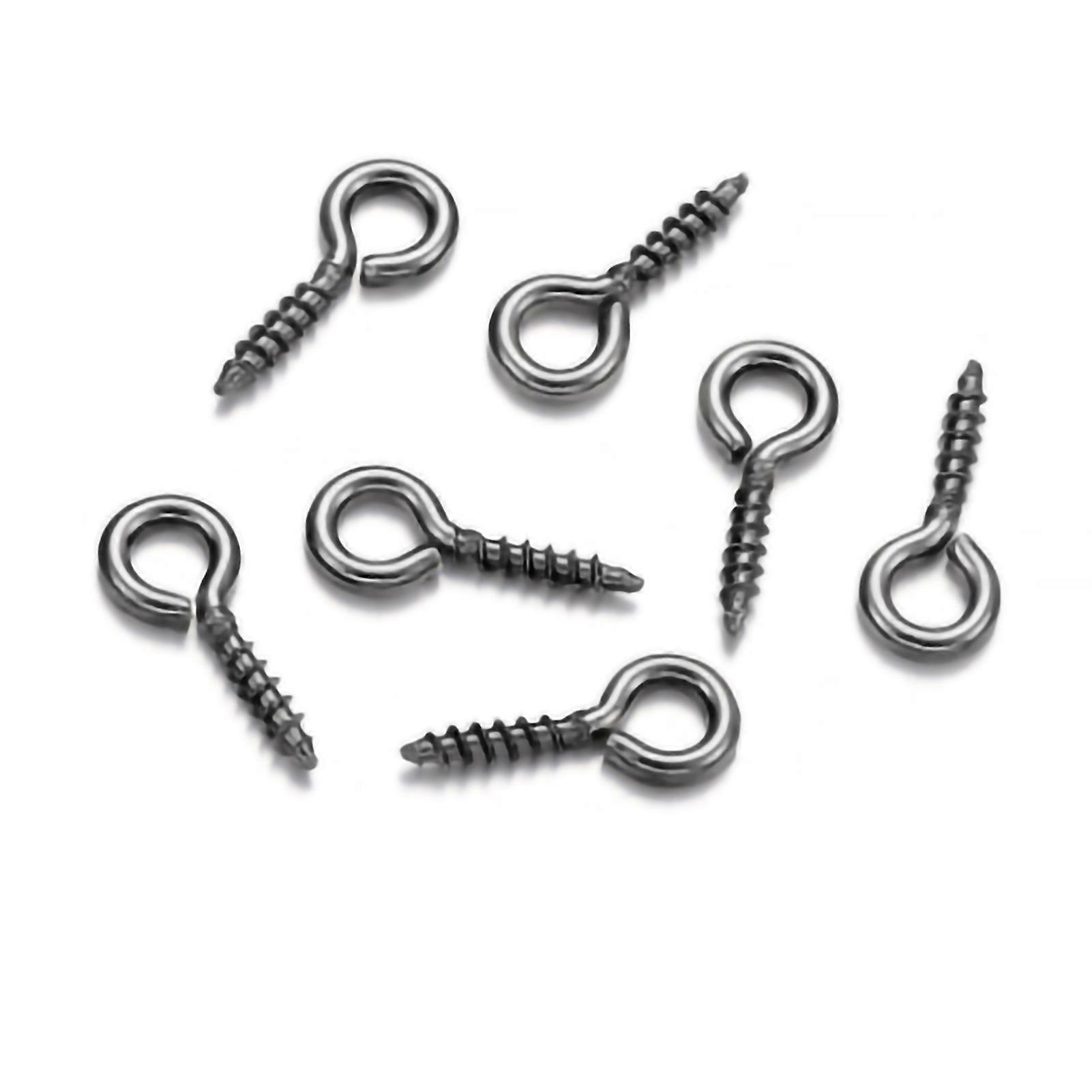 200pcs Eye Hooks Eye Hooks 12x5.5mm/0.5x0.2in Bright Color Manual Grinding Polishing DIY Making Eyelet ScrewGun Black