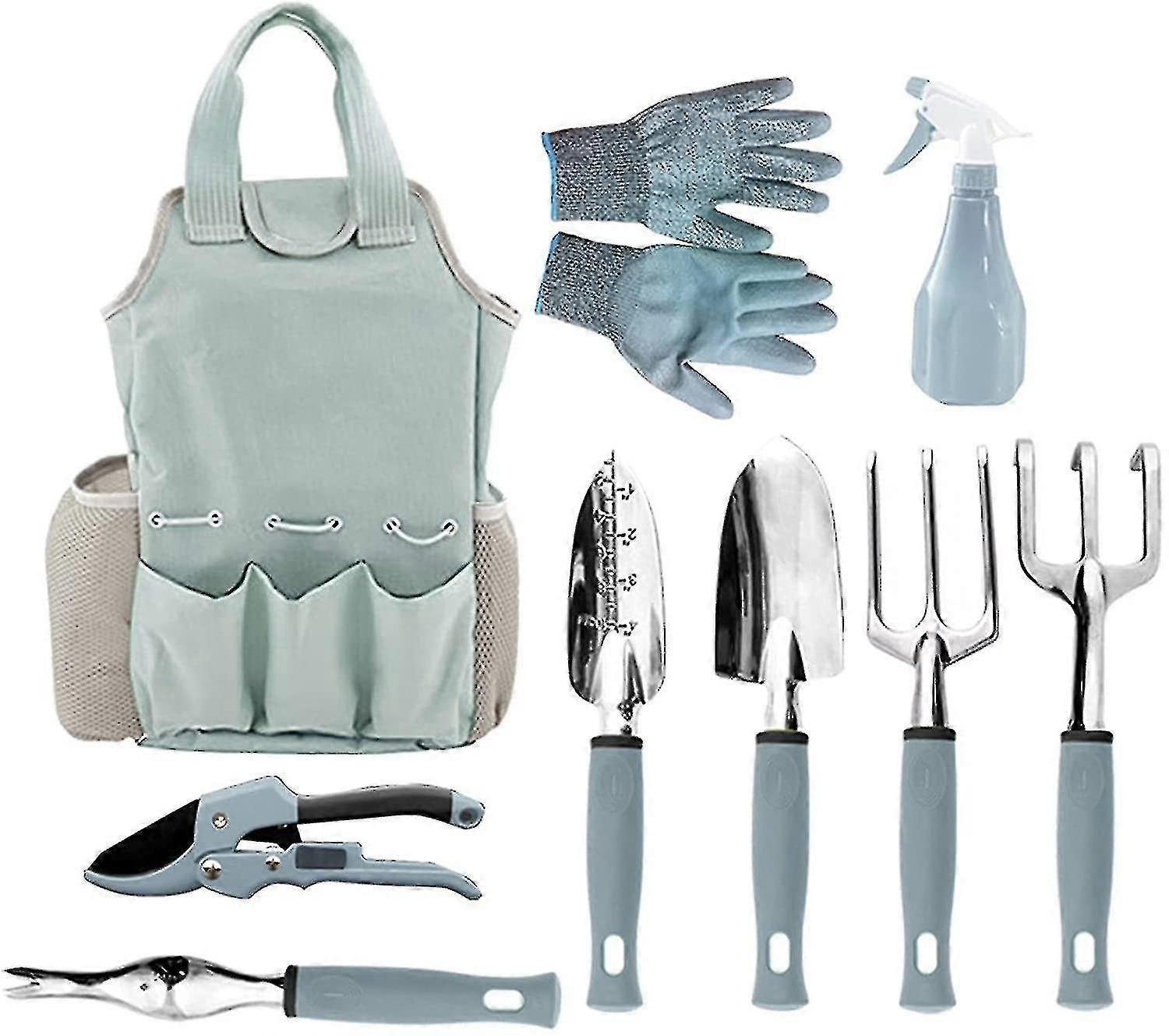 9 peças Multifuncional Garden Hand Tool Set Kit de Combinação de Jardinagem com pá de pá de garfo chaleira