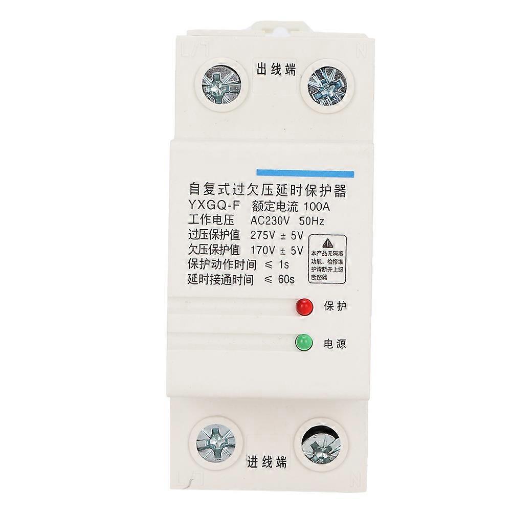 2P 100A Automatic Recovery Over & Under Voltage Delay Relay Protector Device