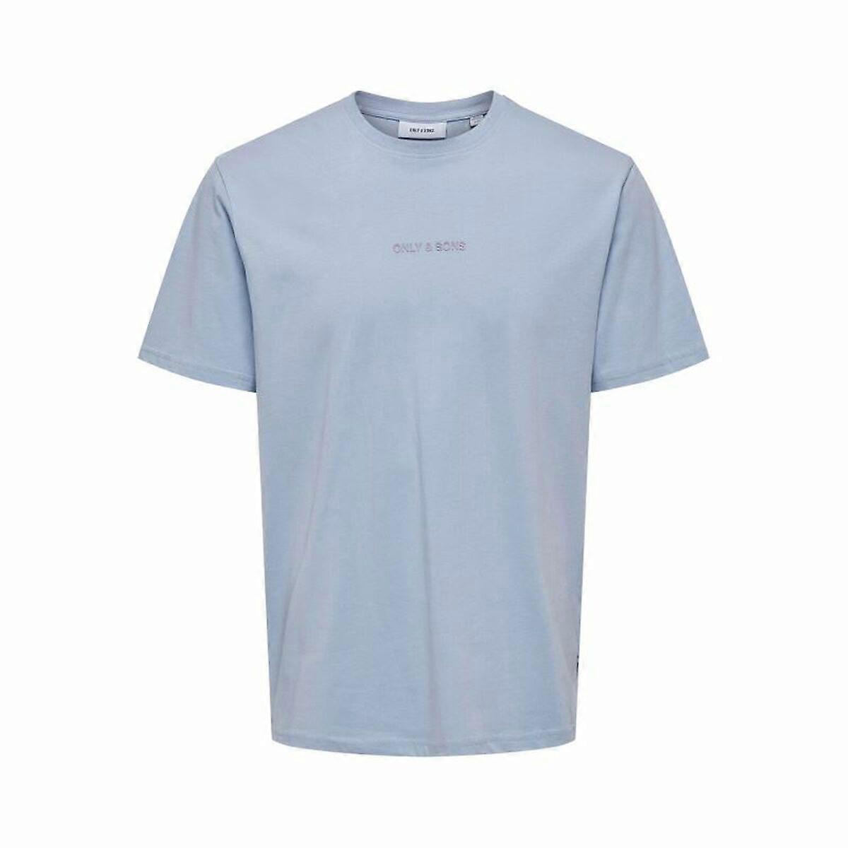 Men’s Short Sleeve T-Shirt Only & Sons Onslevi Life Reg Text Eventide Indigo
