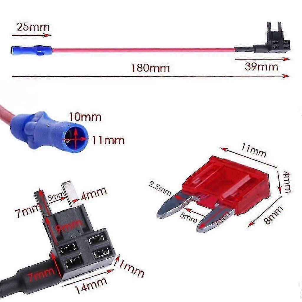9x 2 Pieces Circuit Fuse Tap Atc Mini Atm Low Profile Plug W/ Fuse Puller