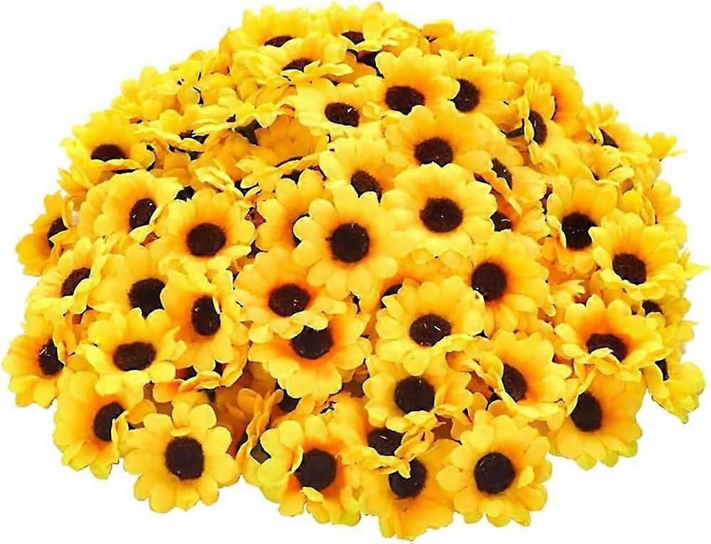 100 Pcs Yellow Mini Sunflower Heads
