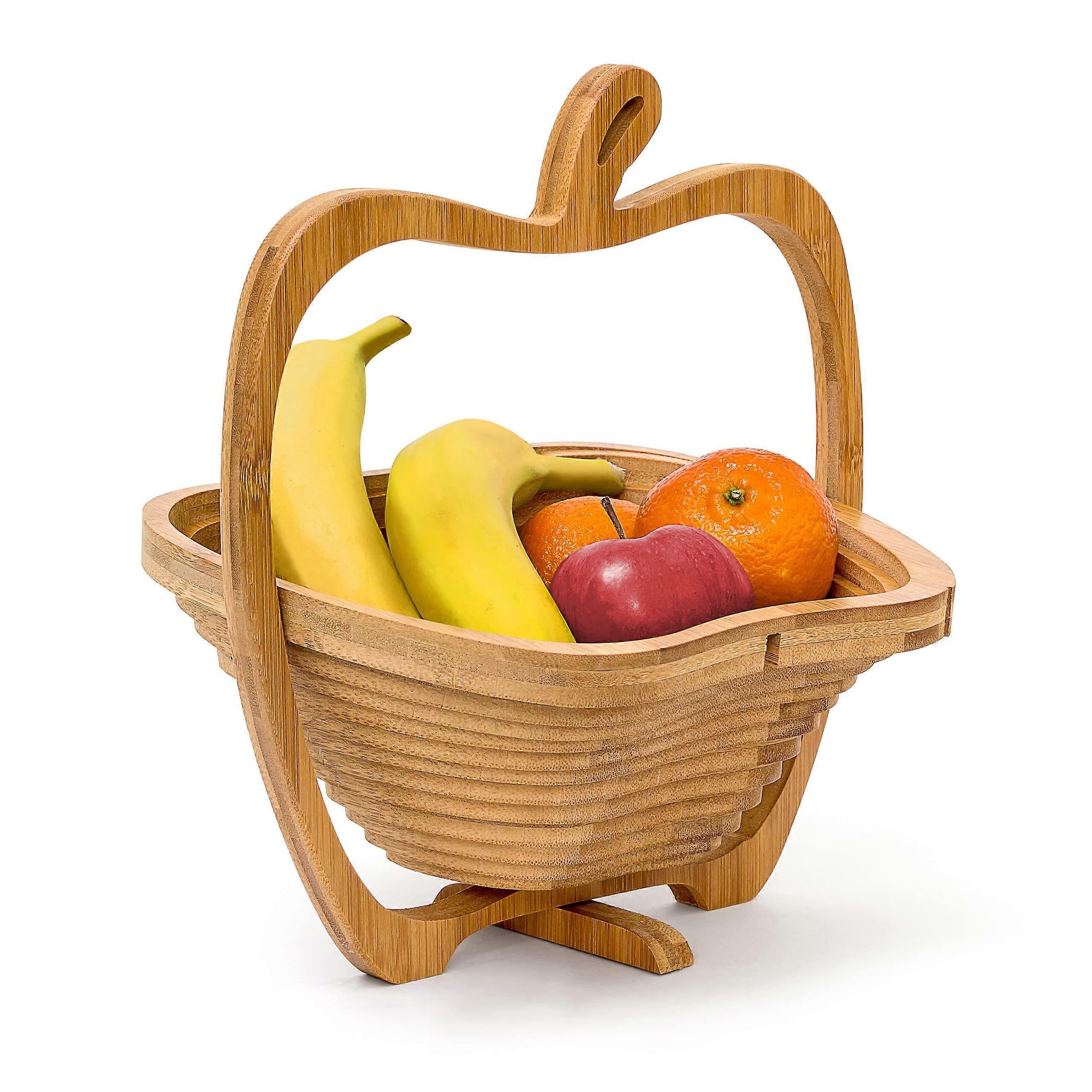 Foldable Apple-Shaped Basket Fruit Bowl Holder And Cutting Board 30 x 27 x 22.5 cm