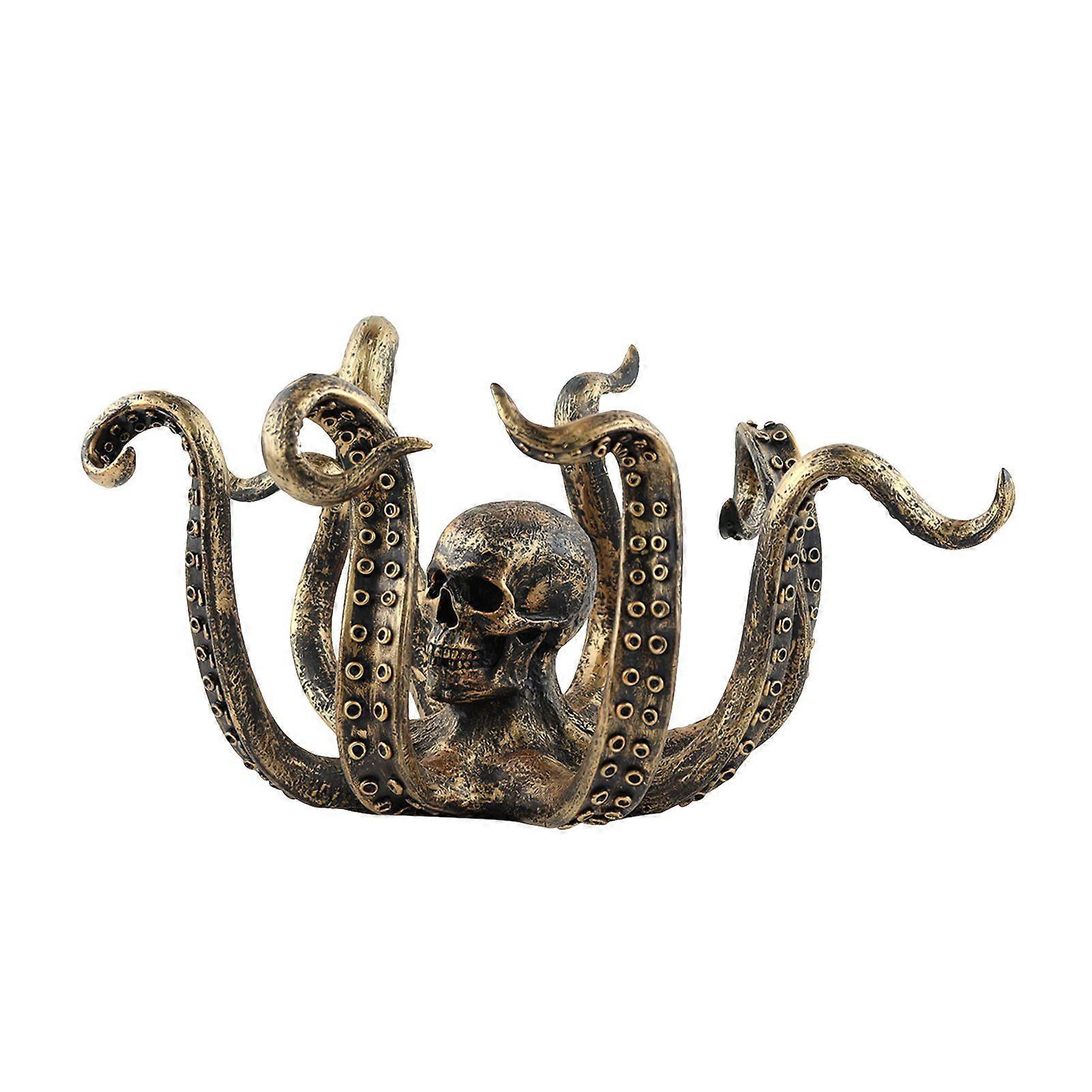 Bronze Octopus Mug Holder Resin Sea Animal Figurine Kitchen Countertop Coffee Cup Organizer Hanger Stand Rack Home Office Decoration
