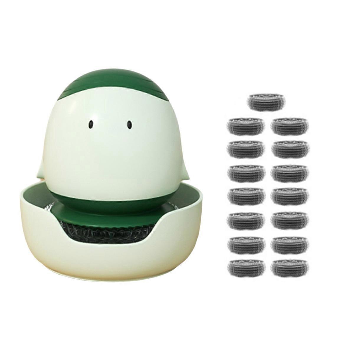 Dish Scrub Brush with Soap Dispenser Cartoon Pot Brush with Bottom Bracket Dish Pot Pan Sink Induct