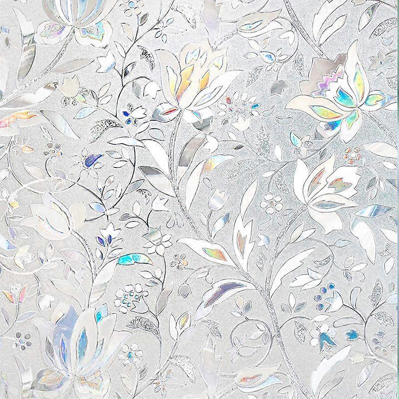 Decorative Window Film Sun Protection Removable Privacy Film Flower Glass Sticker Vintage Style Window Decoration