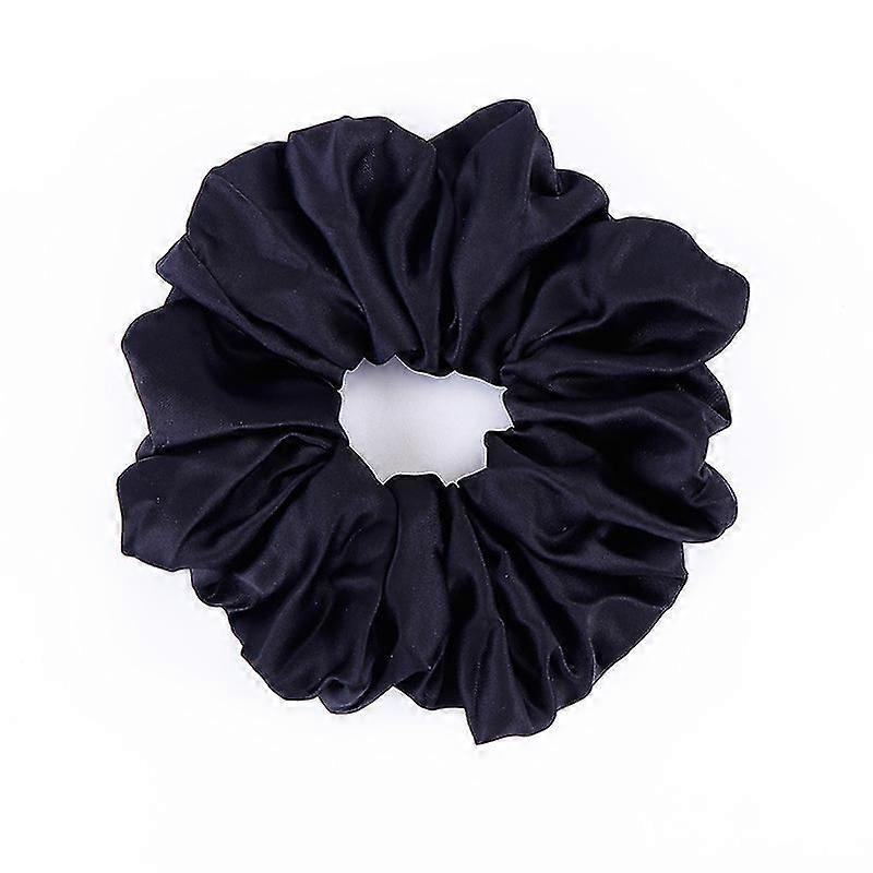 Scrunchies للشعر الكبير ، ناعم حريري حريري مرن أربطات شعر ناعمة Scrunchy عصابات شعر ذيل حصان نسائي بنات سيدة أطفال (2xBLACK)