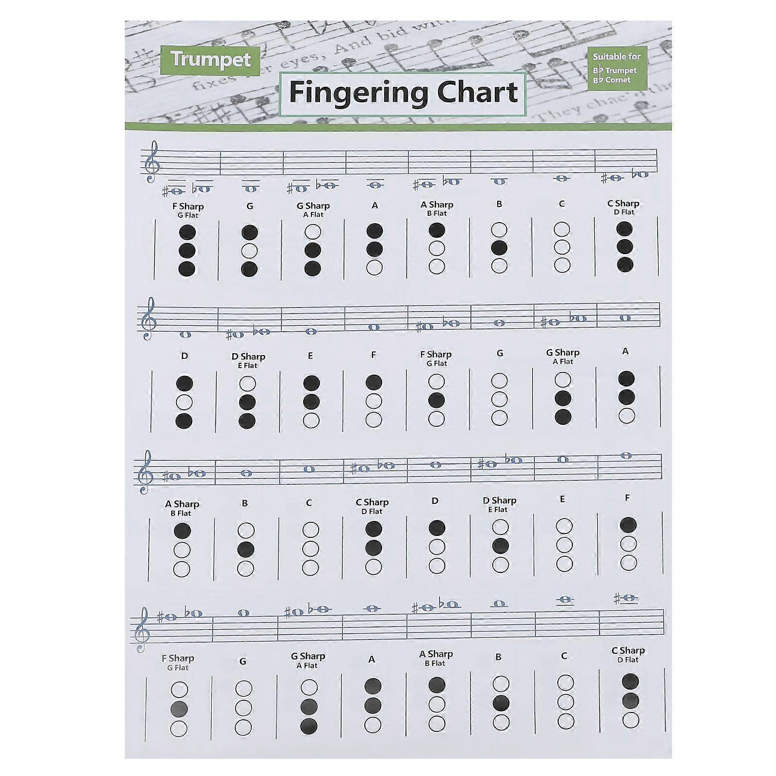 1Pc Trompete Akkord Übungstabelle Anfänger Tabelle Finger Guide Tabelle (Verschiedene Farben)