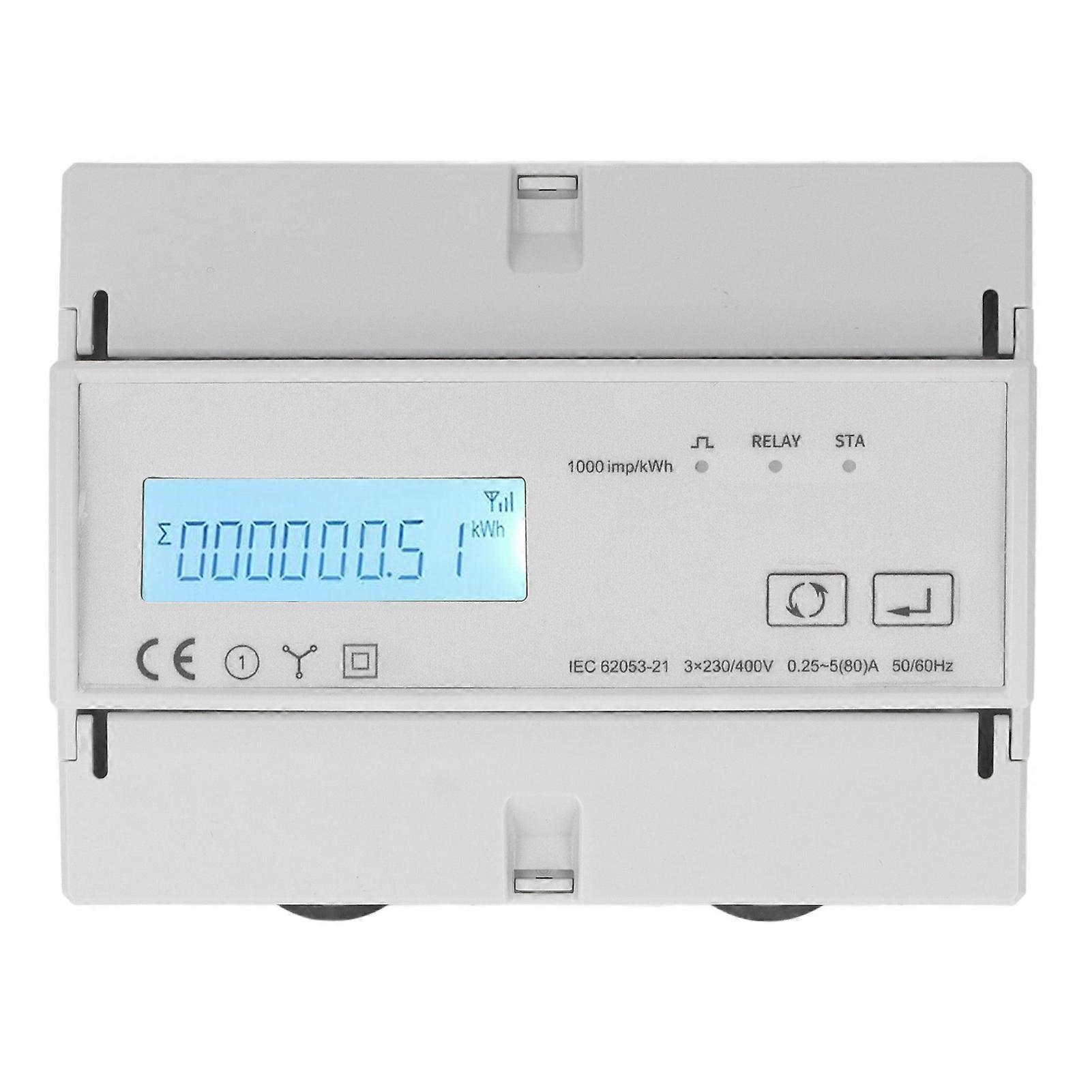 3 Phase Electricity Meter, Bidirectional LCD Backlit 85‑270V Input Energy Meter 3 X 230 400V