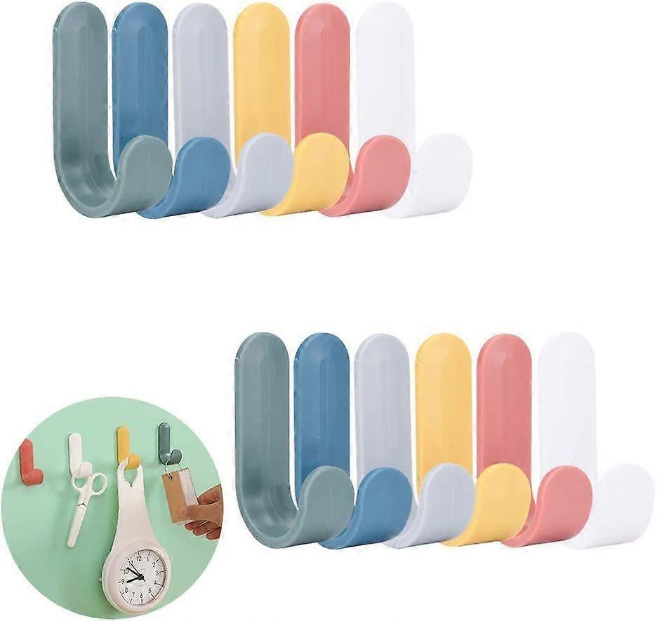12 Pieces Wall Hooks Wall Hooks, Self Adhesive Wall Hooks, Plastic Adhesive Hooks
