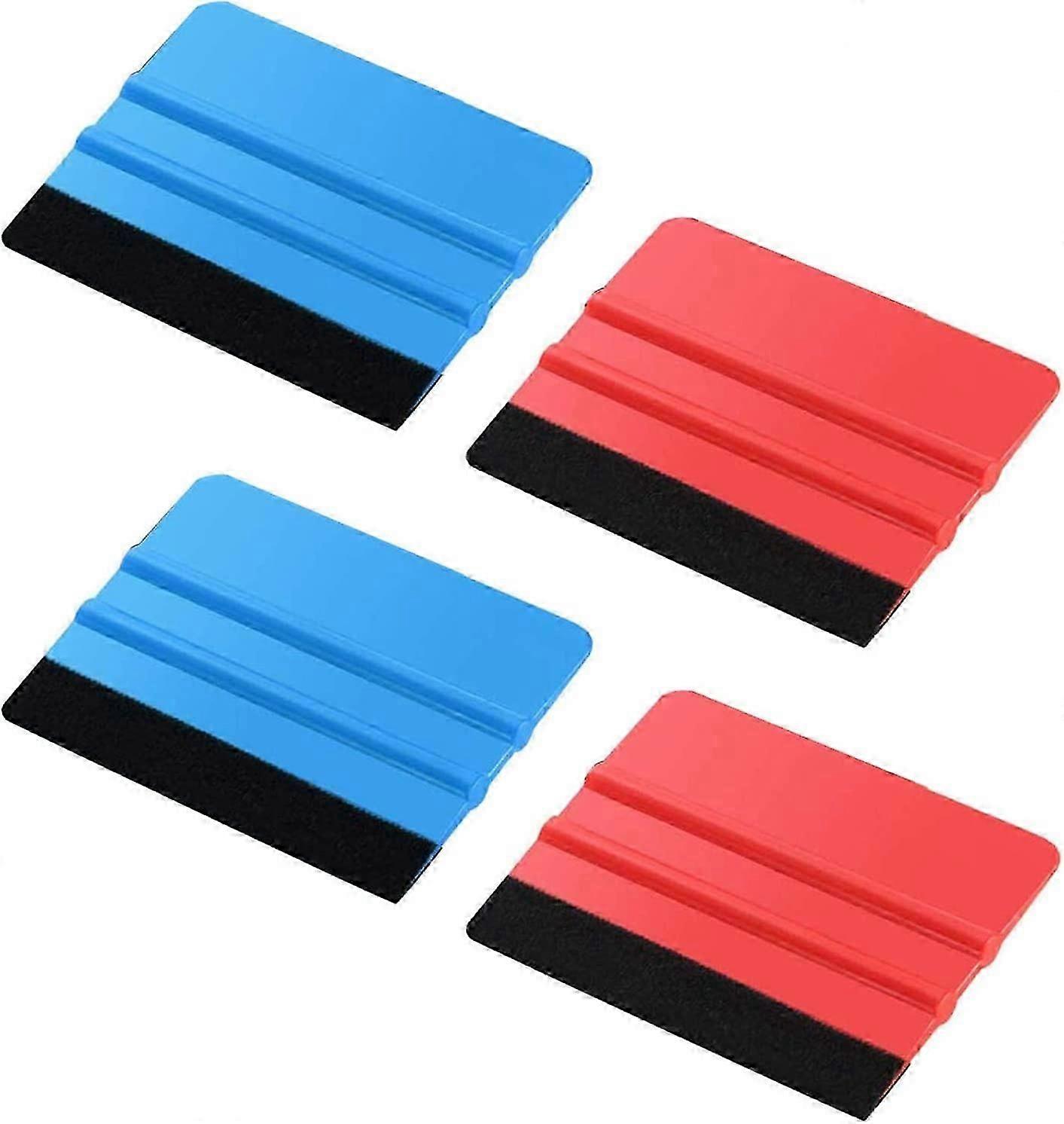 4 stk Felt Edge Squeegee Car Wrapping Tool Kits, 4 tommers Felt Squeegee Applicator Tool