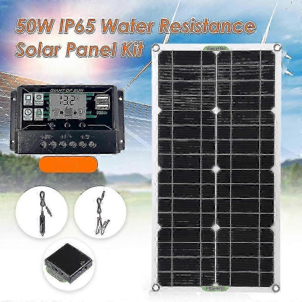 Portable 50w Solar Panel With 10a/20a/30a Battery Charger Controller Kit Car Boat Caravan Solar Pane