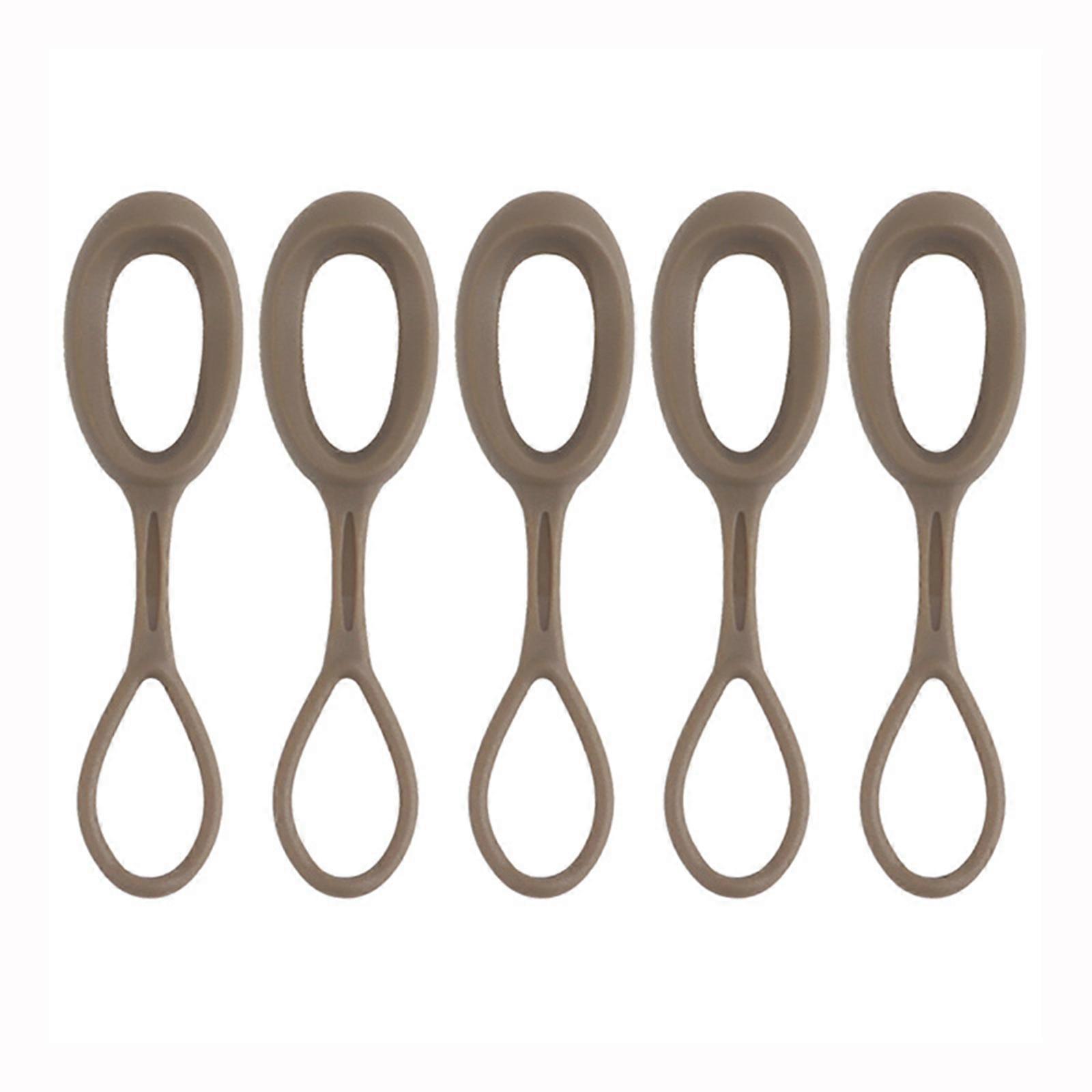 5pcs Zippers Head Extension Cord Pull Sliders Cord Rope Pullers End Lock for Sport Garment Part mud color