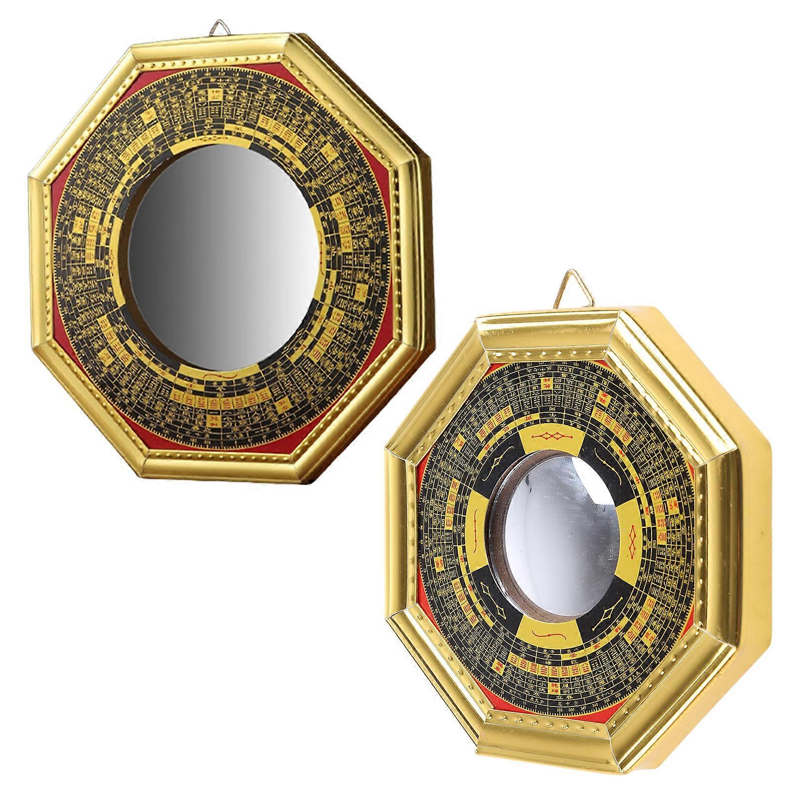 Round Mirror Ornament Lucky Chinese Ancient Dent Convex Small Mirror Taoist Suitable for Home Decoration Business small