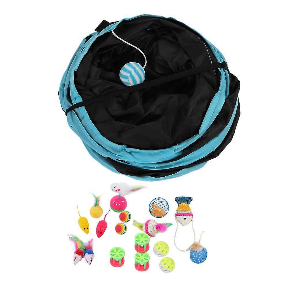 20PCS Cat Kitten Toys Set with 3 Way Tunnel Soft Fabric Variety Pack for Play and Exercise