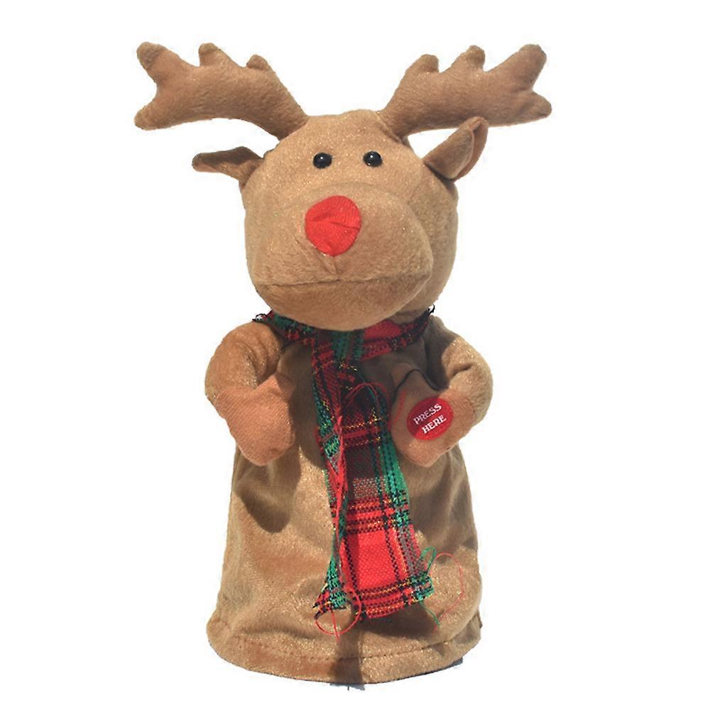 Embroidered Eyes Puppet, Soft Interactive Reindeer Hand Puppet For Christmas Parties, Machine Washable Christmas-themed Puppet, Sings And Dances,
