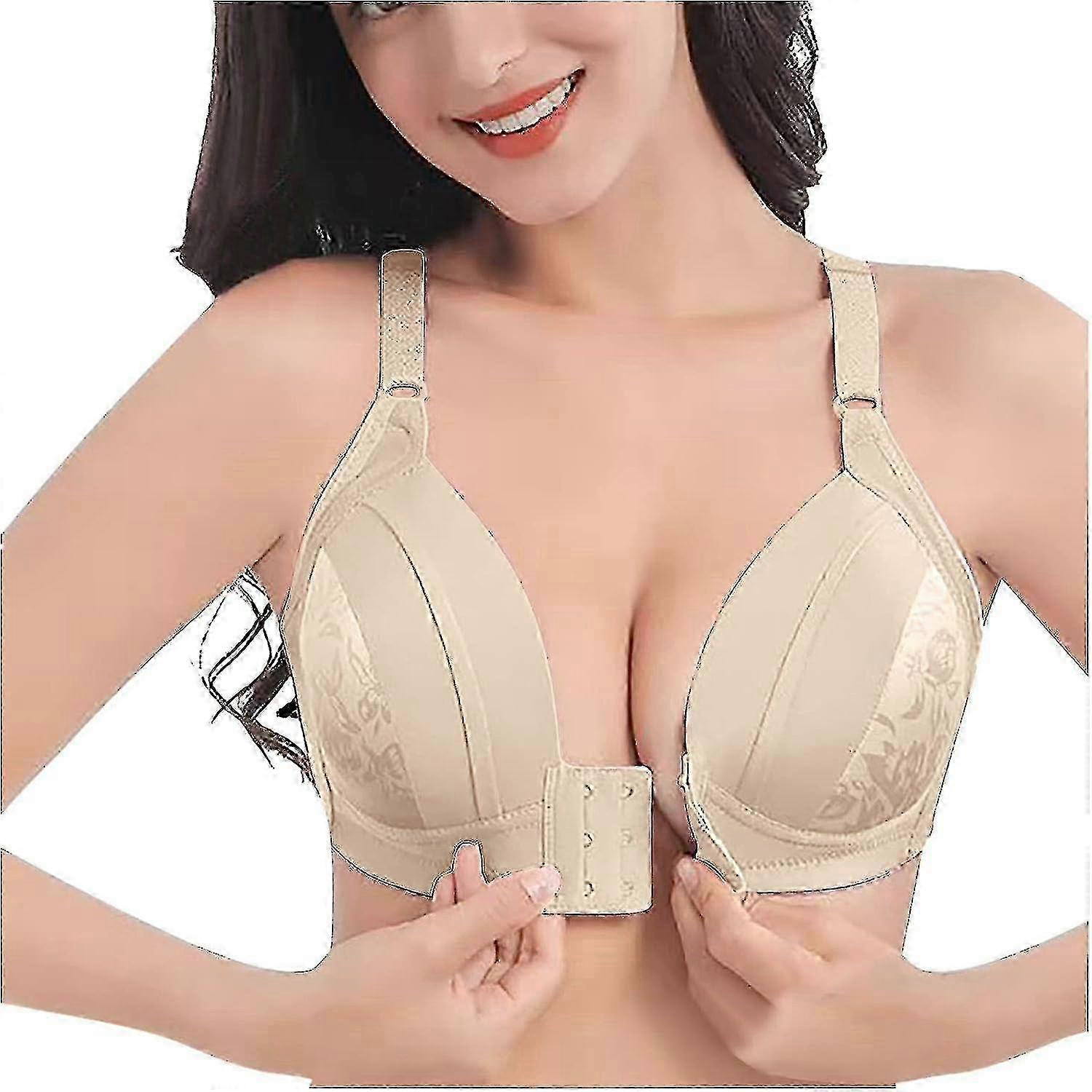 For Women Plus Size Front Closure Wirefree Sports Bra with Full Coverage, Shaping & Push-Up