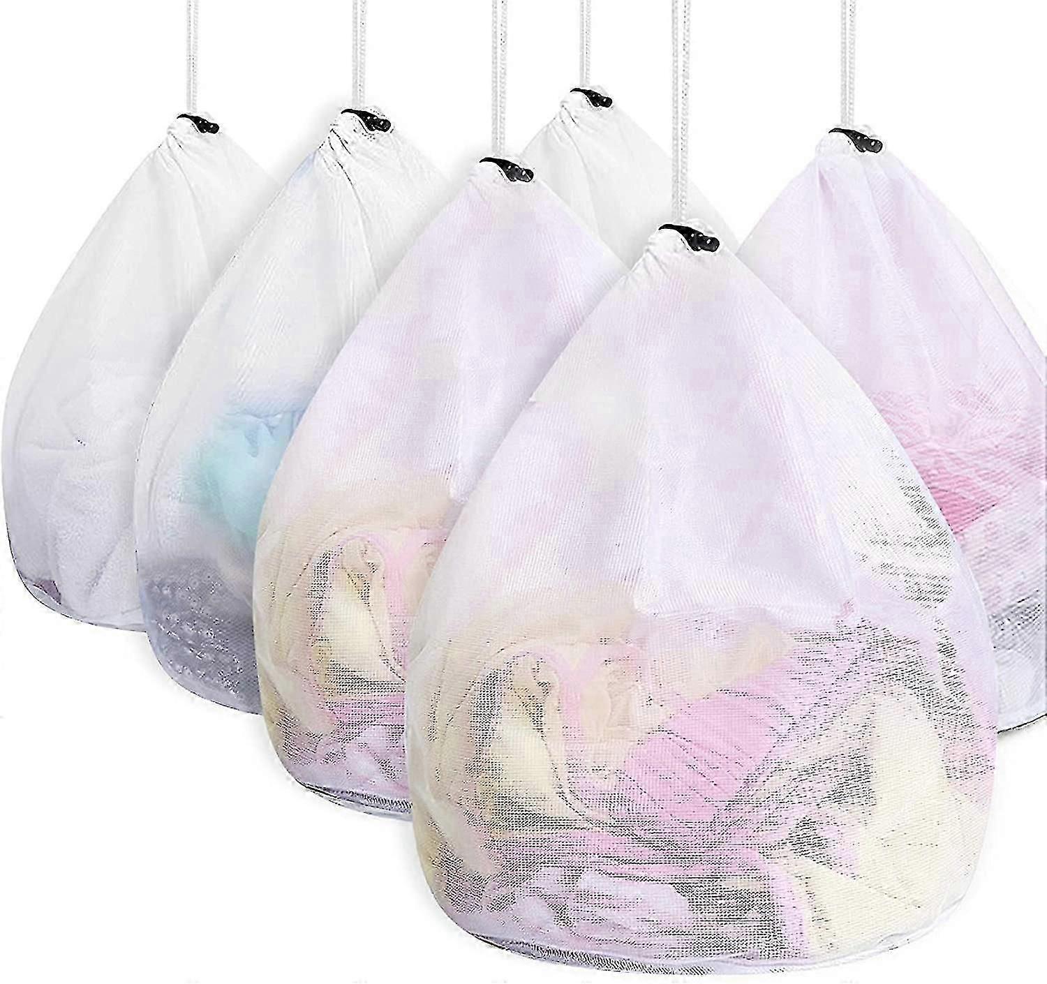 6 Pieces Laundry Bag Washing Machine With Cord Stopper Reusable Large