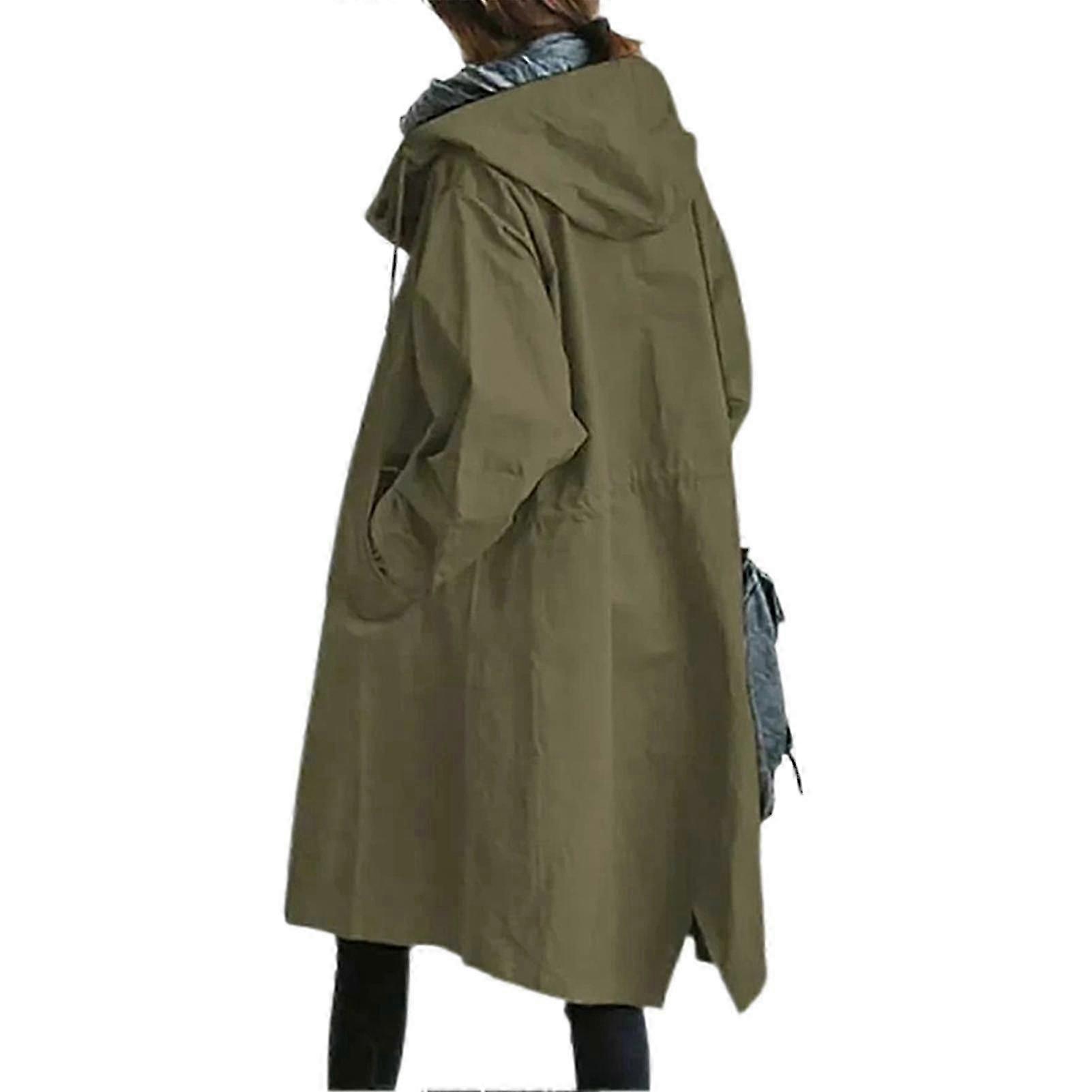 Women Windbreaker Jacket Casual Loose Button Pockets Hooded Windproof Waterproof For Outdoor Hiking A