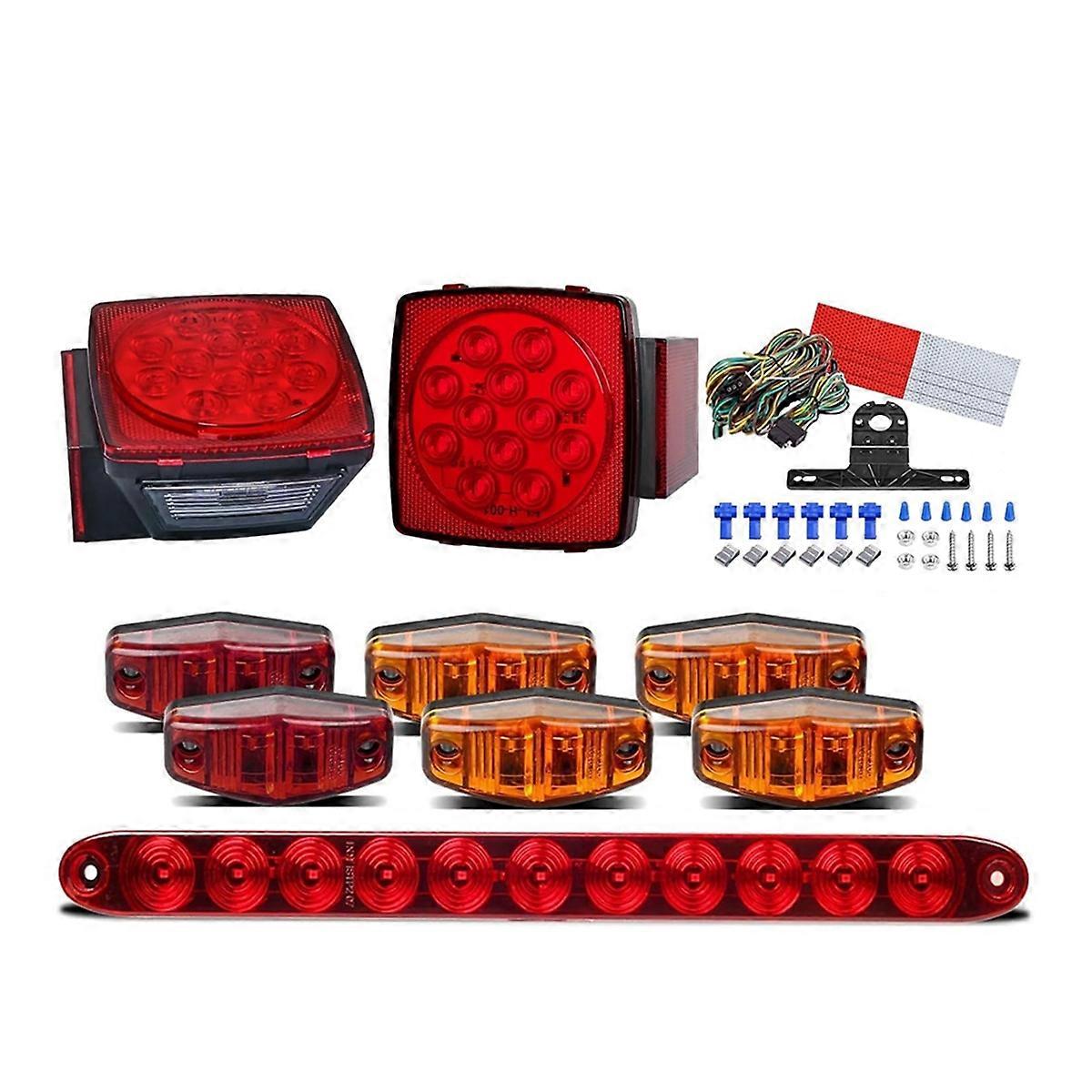 12V Square LED Trailer Light Kit,IP68 Marker License Light