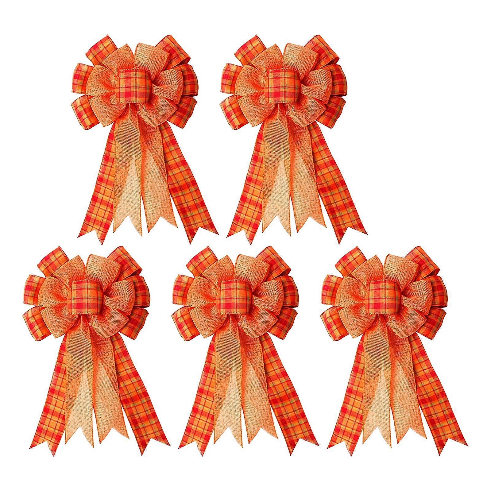 Burlap Checkered Bowknot Accent Thanksgiving Party Ornament Burlap Bowknot for Front Door Delicate Decorations