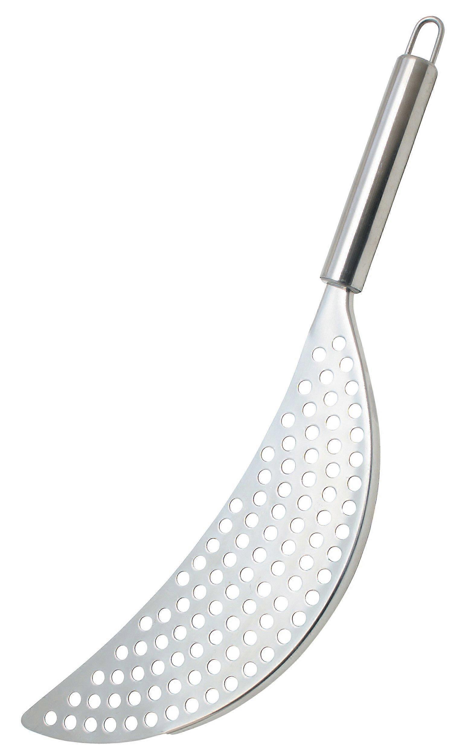 Stainless Steel Half-Moon Strainer Pot with Silver Finish, Durable Drainer for Cooking and Food Preparation