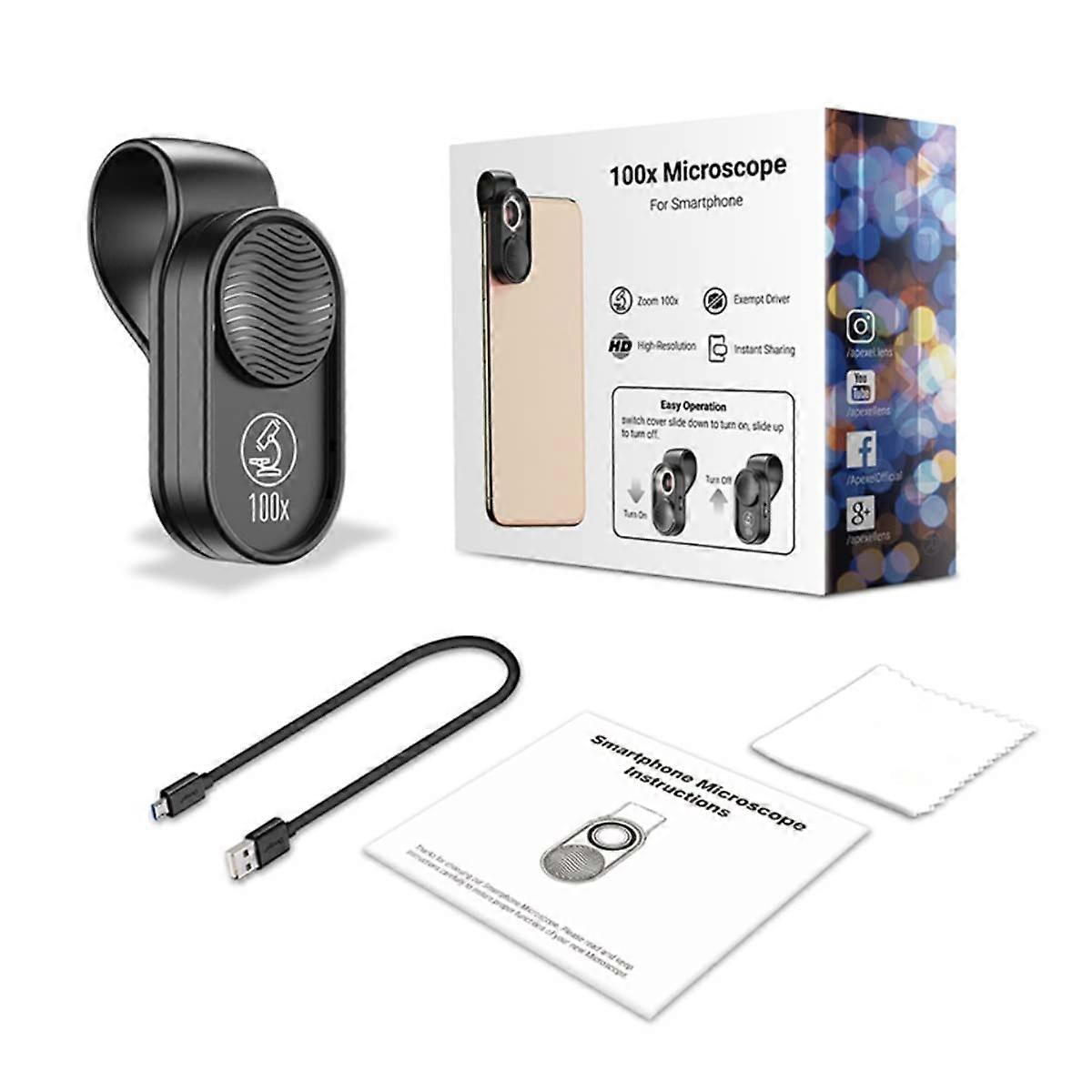 Microscope Observation 100X Microscope Micro Lens Mobile Phone Magnifying LED Light for Phone