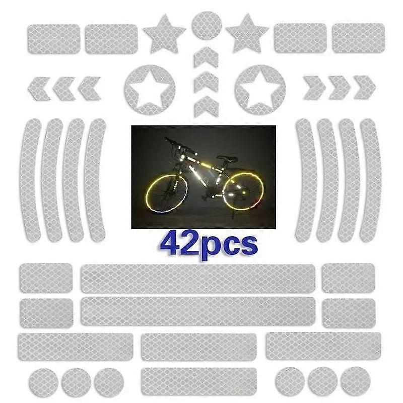 42pcs Reflective Wheel Rim Hub Stickers Tape Safety Strips For Mtb Scooter