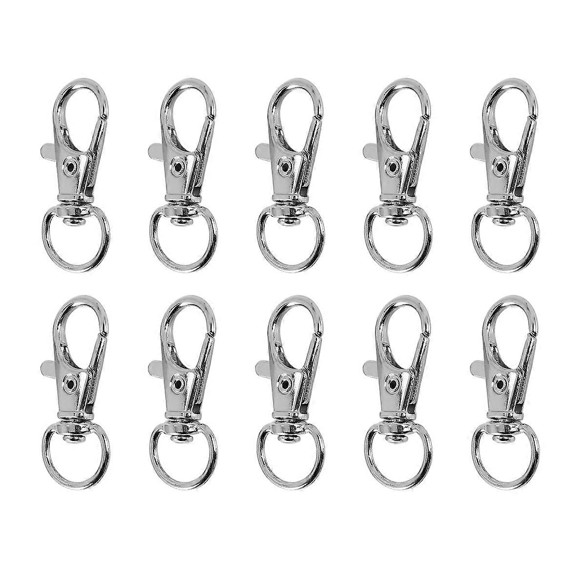 10pcs Metal Clasp Swivel Trigger Clips Snap Hooks Key Ring Bags DIY Craft Silver