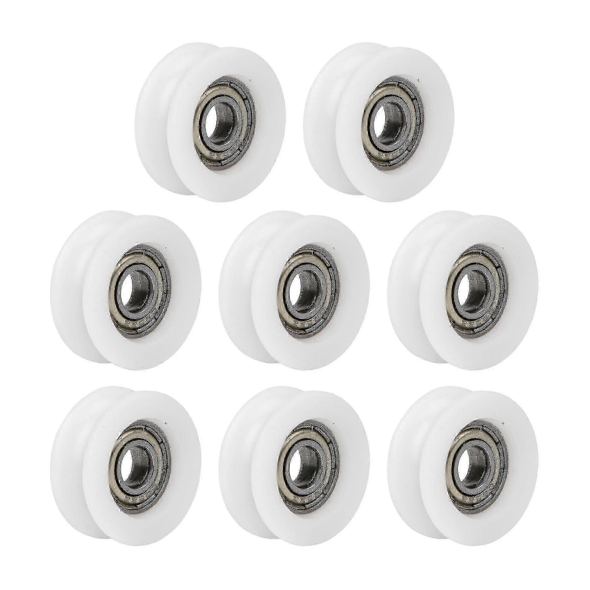 8x Polia de Rolamento 0,24x0,94x0,35 polegadas Branca para Porta de Correr e Janela