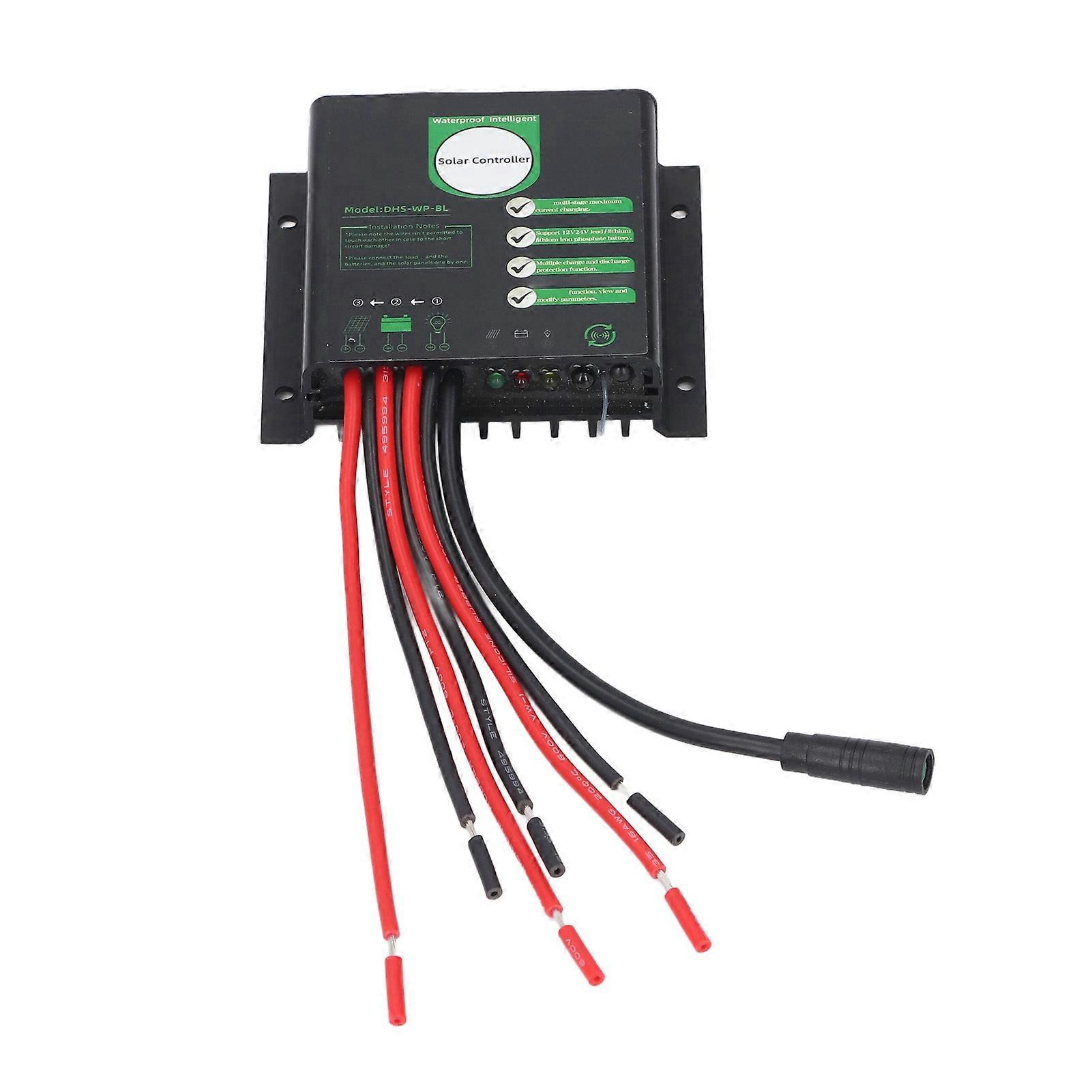 Charge 12 to 24V 10A Water Resistant Enhanced Safety Adjustable Mode Bluetooth Solar Panel Battery Controller Regulator