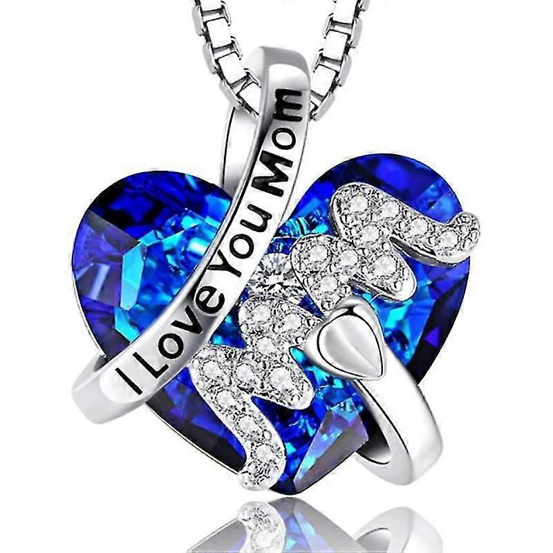 Anneler Günü Hediyesi "anne" Kolye Kolye Kırmızı Mavi Kalp Kristal Takı Bayanlar Yıldönümü Doğum Günü