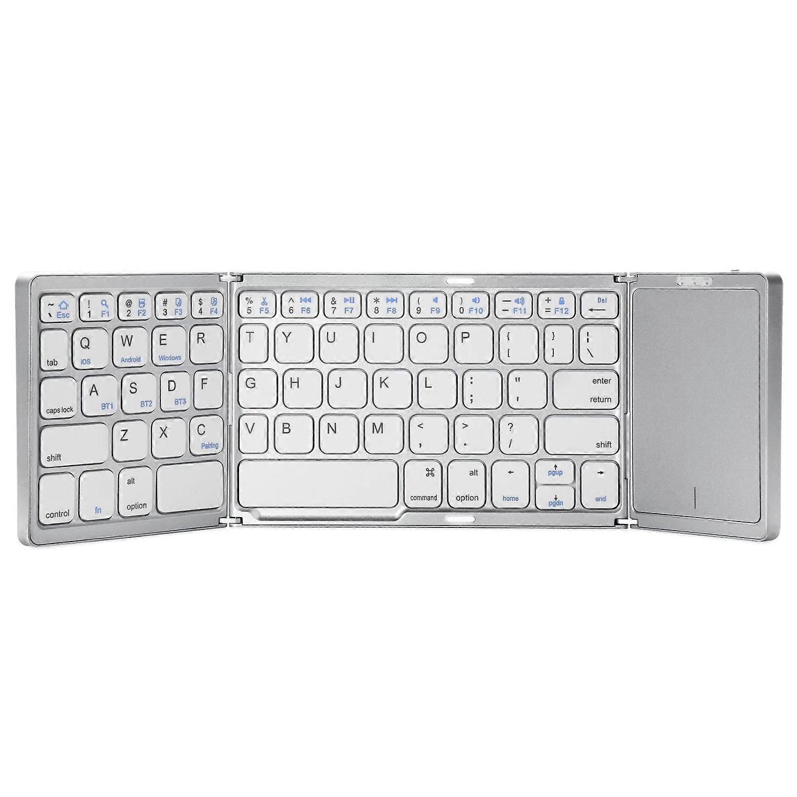 B089T Foldable Bluetooth Keyboard Rechargeable with Touchpad(Grey)