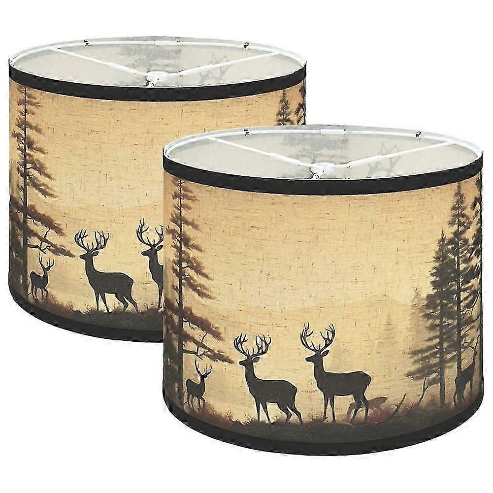 Lamp Shades Set of 2,Fabric Lampshades with Deers for Table Lamps,Floor Lamps,Replacement Lampshade