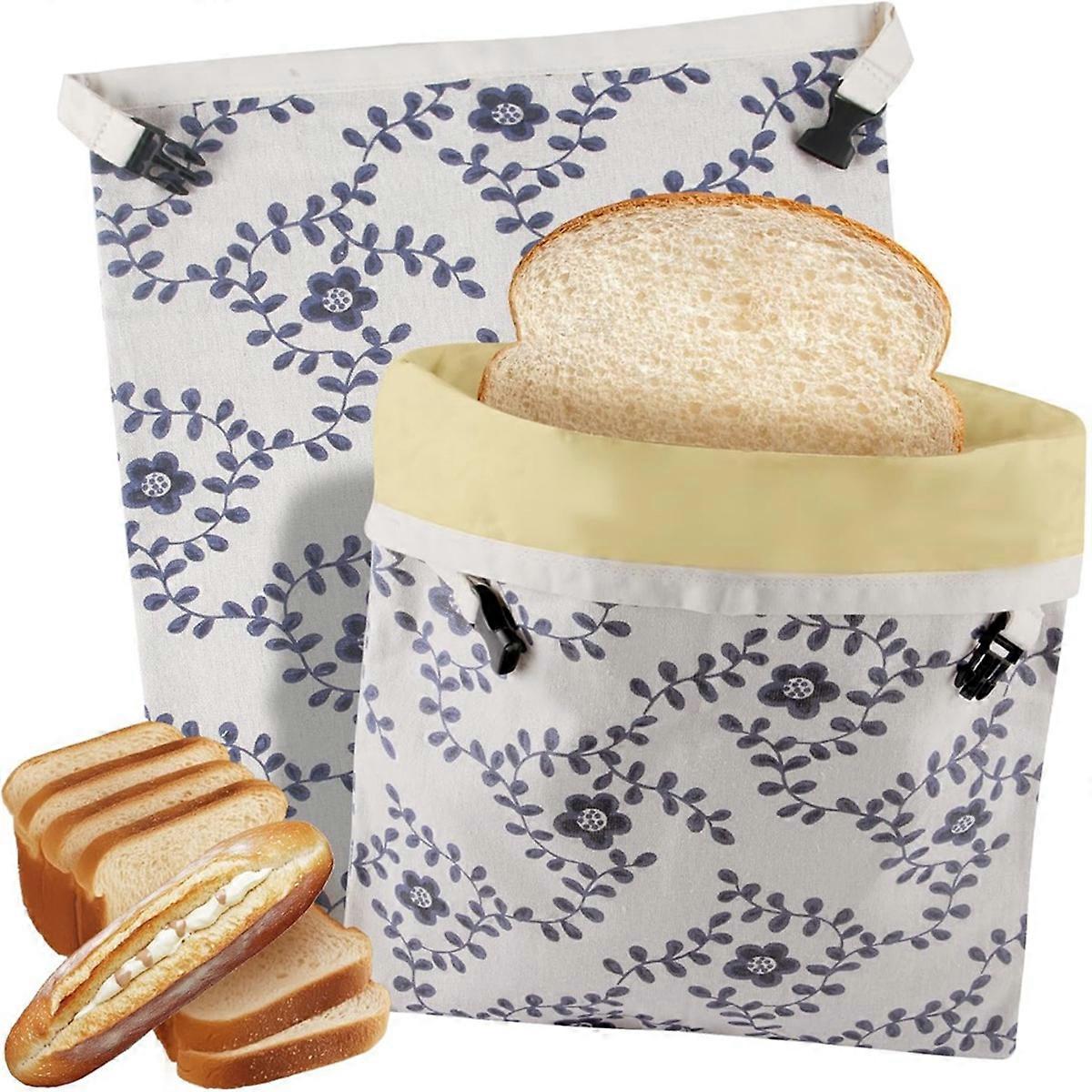 2Pack Reusable Beeswax Bread Bag,Large Linen Sourdough Bread Bags