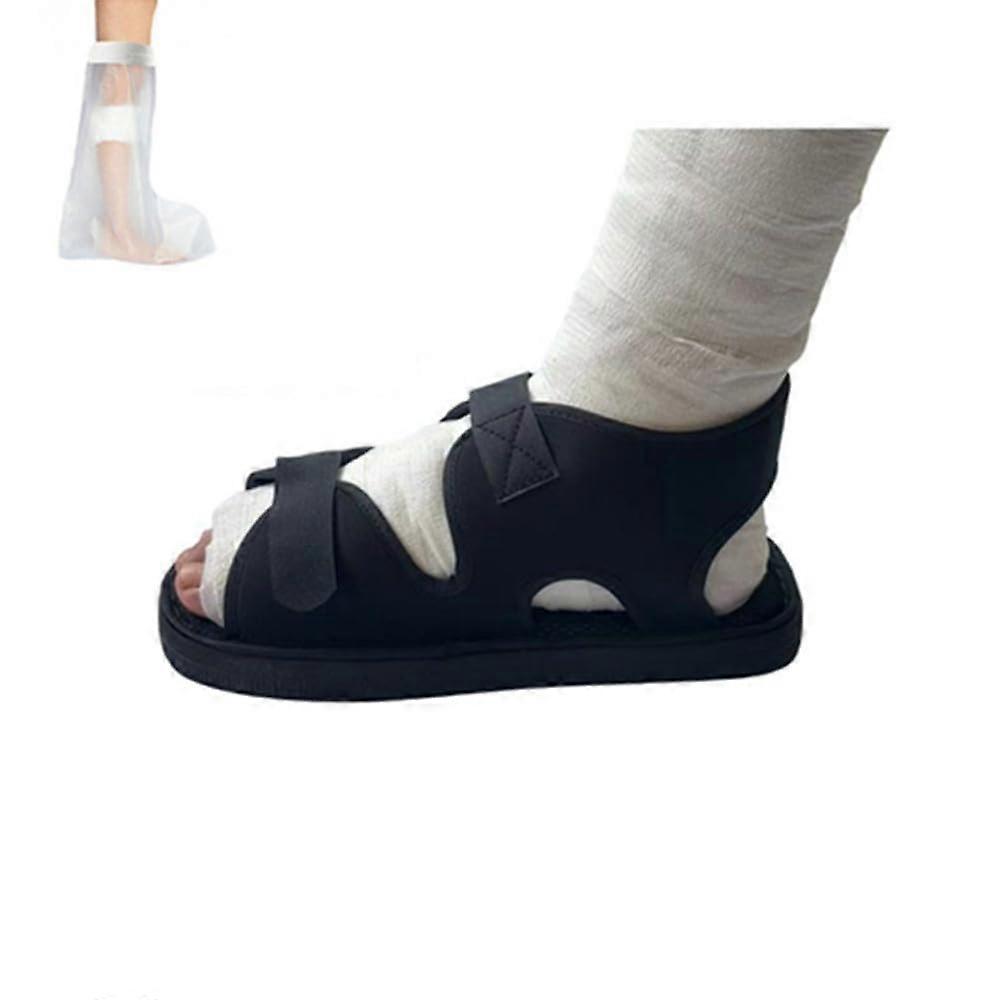 Post Op Shoe for Broken Foot, Medical Open Toe Plaster Shoe, Recovery Walking Boot, Large Size for Left or Right Foot