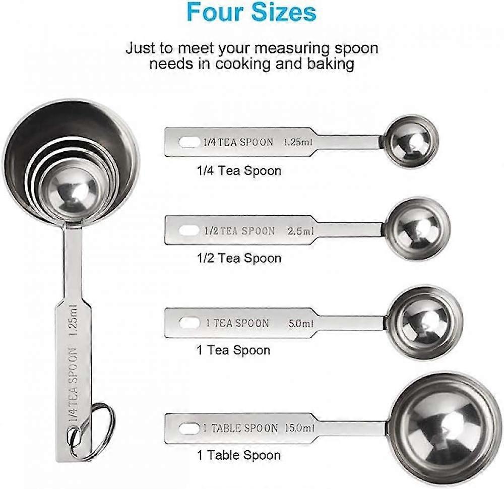 Trompeten Messlöffel-Set Aus Edelstahl – 5 Teile (bis 1/64 TL) – Für Präzises Abmessen In Der Küche