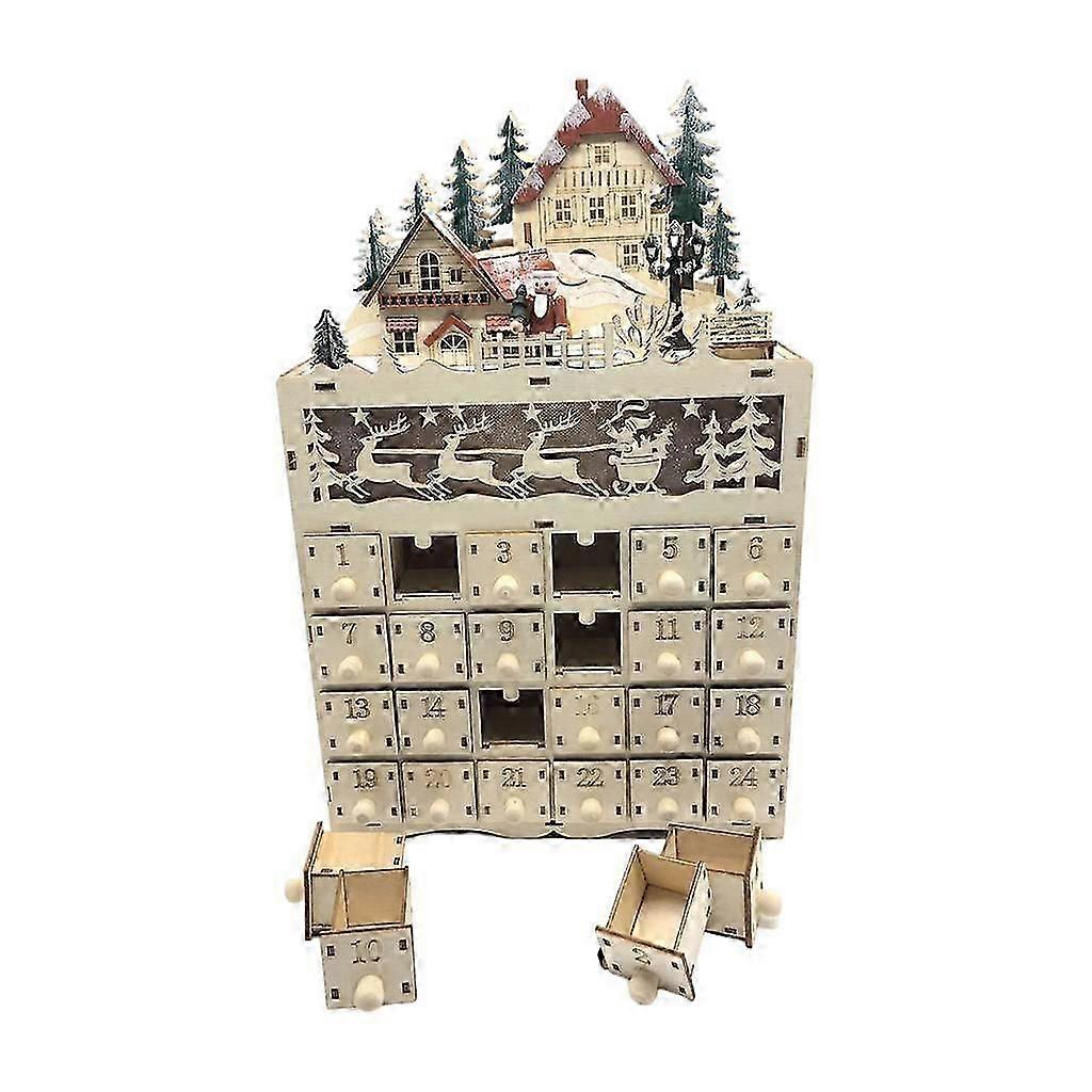 Wooden Advent Calendar Up Festive Christmas Box
