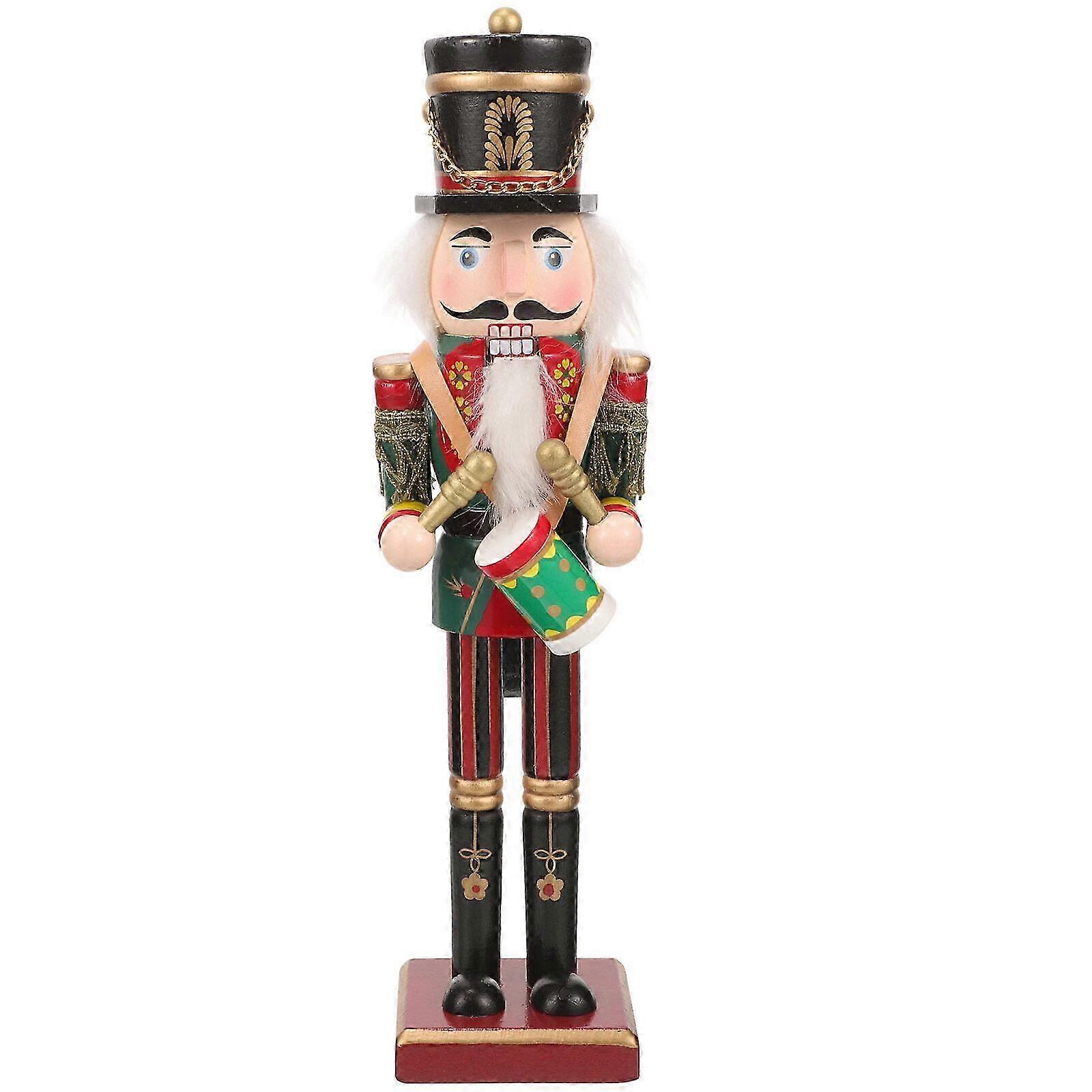Christmas Nutcracker Ornament Wood Nutcracker Decor Wooden Nutcracker Desktop Creative Wood