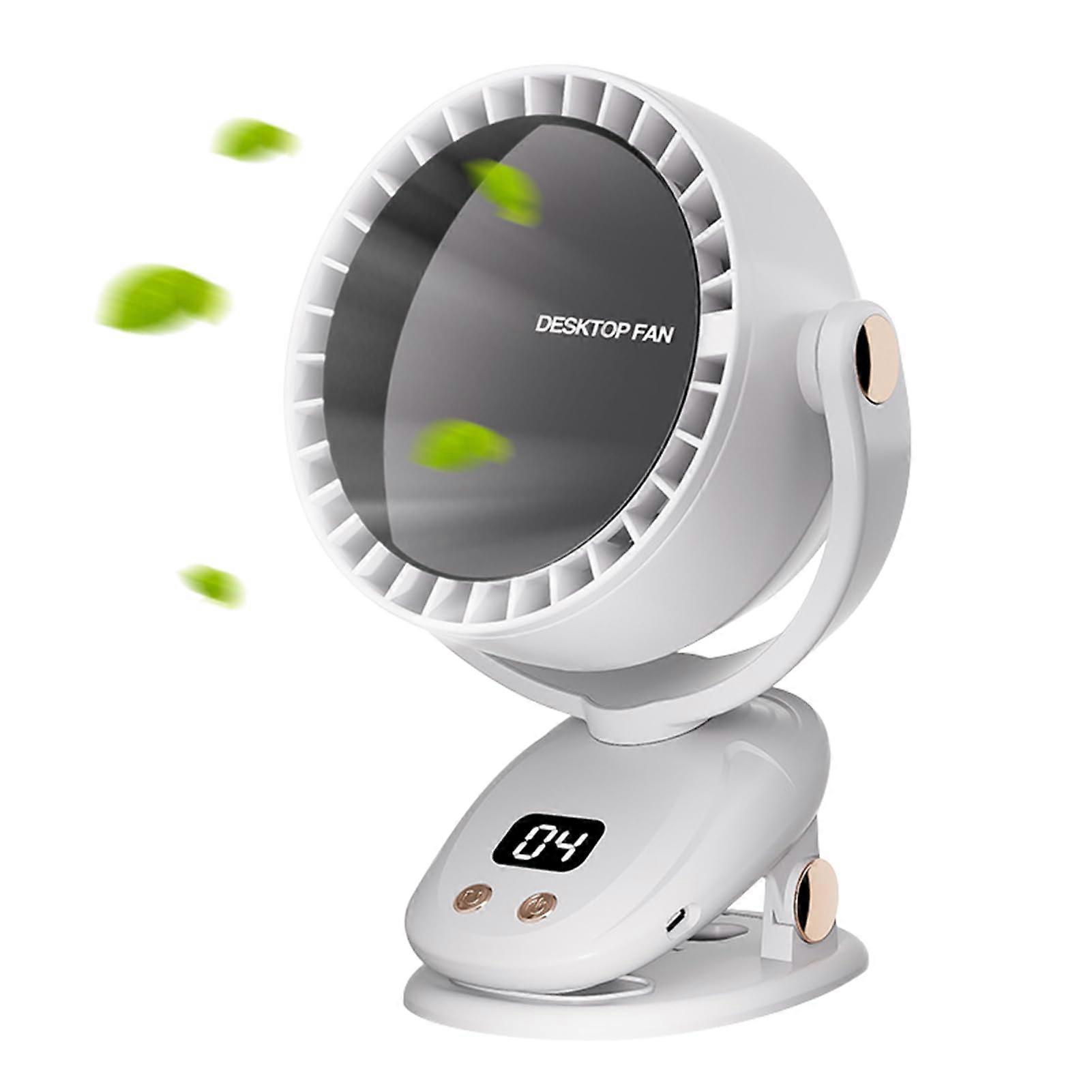 Yangzhou desk fan, 6speed small bladeless cooling fan suitable for silent desk fans in homes, offices, and bedrooms (The sky is white)