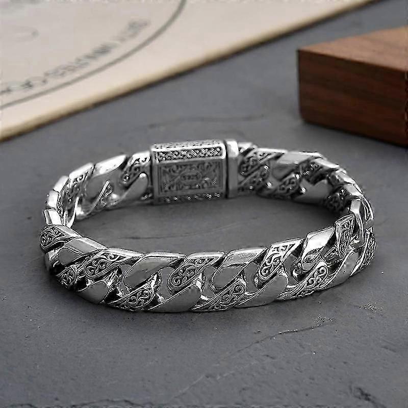 retrò Domineering Bracciale In Argento Uomini Tang Grass Pattern Catena Squisita Festa Maschile Compleanno Egemonia Gioielli di Moda Regalo