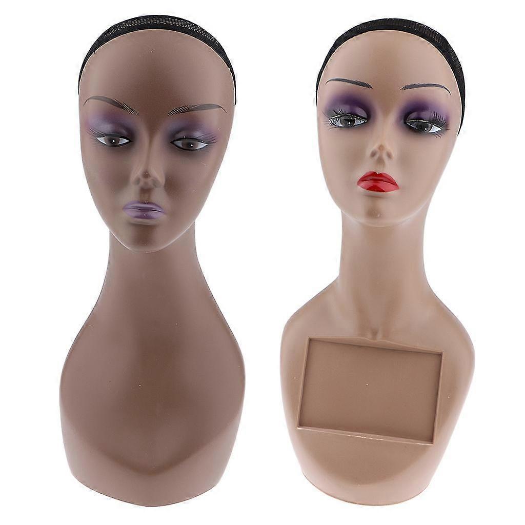 2x Weibliche Schaufensterpuppe Puppe Kopf Modell Perücke Kappe Schmuck Display Halter Ständer