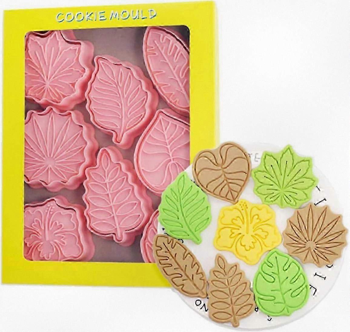 8 Pieces Adorable Cookie Cutters for Baking with Leaf-Shaped Molds, Plastic Kitchen Tools Set for Creating Delicious Cookies
