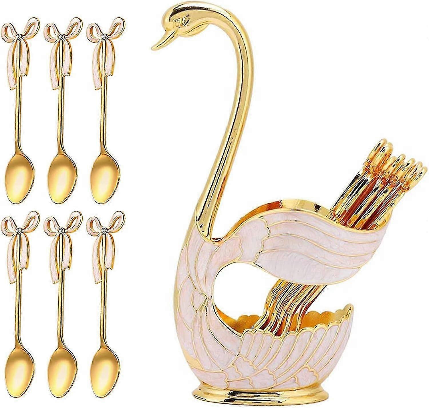 Set di cucchiai in metallo Gold Swan, posate da dessert al caffè da 6 pezzi