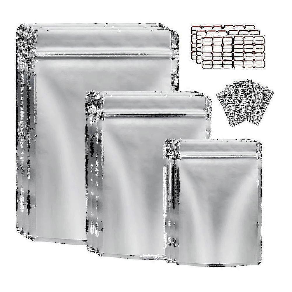 Resealable Mylar Bags For Food Storage - 50 Pack With Oxygen Absorber - Ideal For Grains And Nuts SZRH
