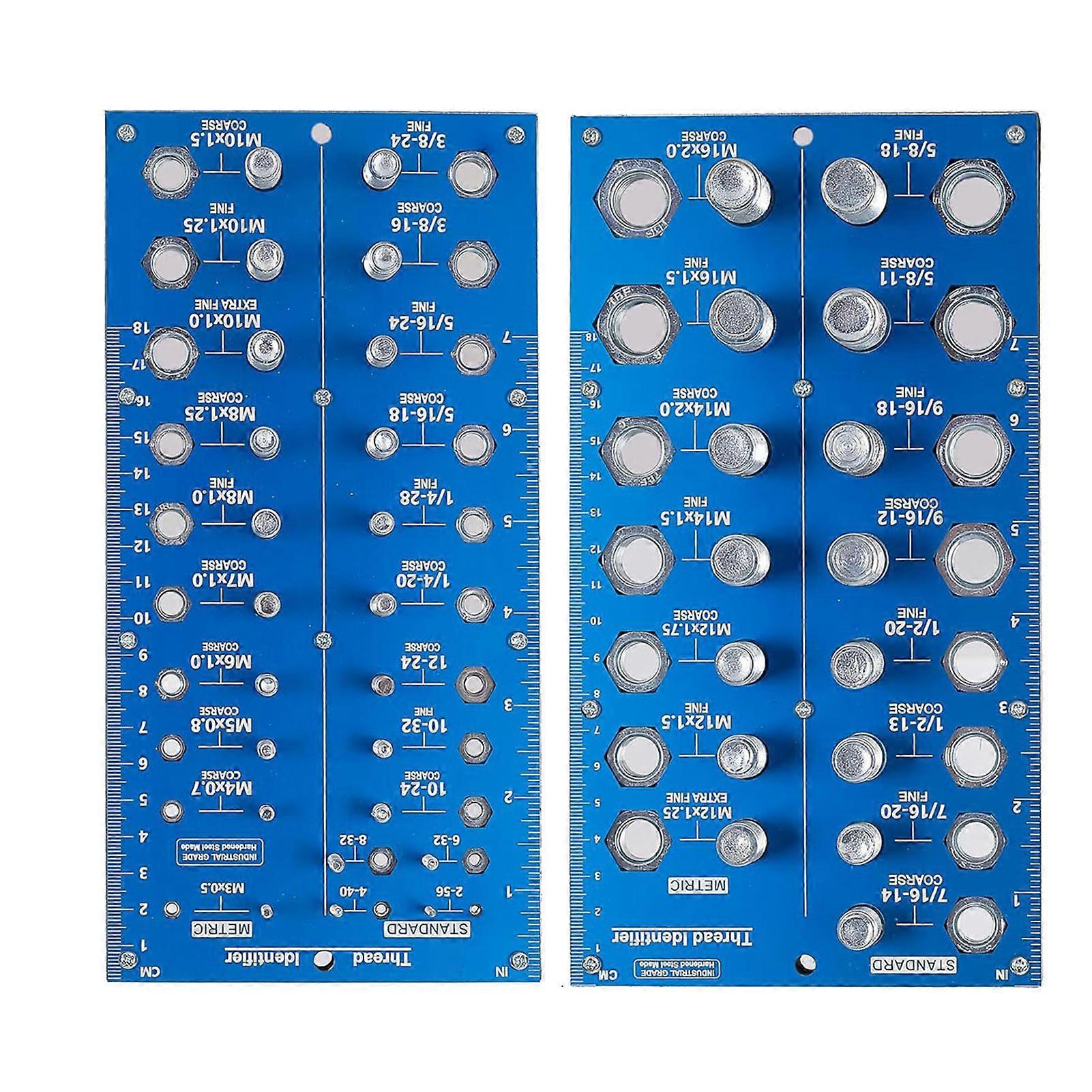2 Pack 38 Hole Nut and Bolt Thread Checker Metric and Inch for DIY Projects